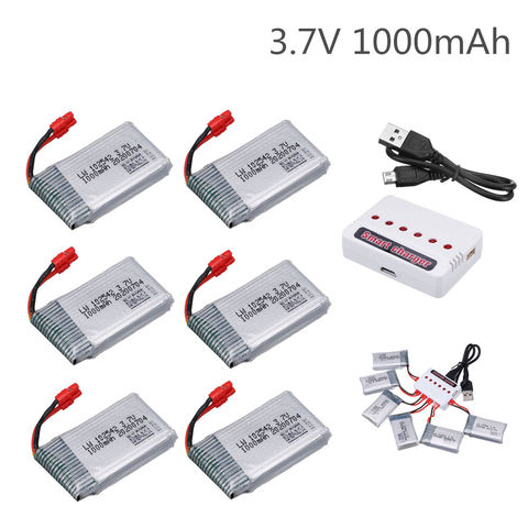 Batería de Dron de 3,7 V para Syma X5HC X5HW X5UW X5UC RC Quadcopter, batería Lipo de 3,7 V 1000mAh con cargador, pieza de repuesto de Dron XH4.0 ► Foto 1/6