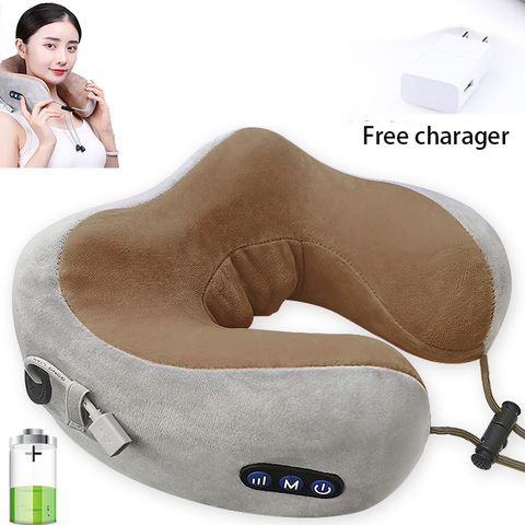 Almohada de masaje en forma de U, hombros multifunción, vértebra Cervical, coche eléctrico portátil, cuidado de la salud para el hogar, viajes, Oficina ► Foto 1/6