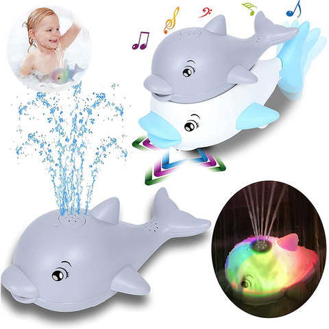 Juguetes de baño de Agua pulverizada para bebé, ducha, piscina, ballena eléctrica, Bola de baño con luz LED musical, regalo ► Foto 1/1