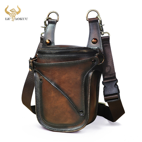 Riñonera Vintage de cuero para hombre y mujer, bolsa para el muslo, bolsa de viaje para motociclismo, 7 