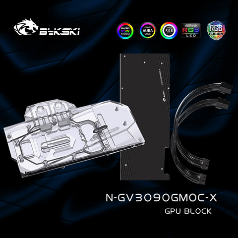 Bykski-tarjeta gráfica N-GV3090GMOC-X GPU, bloque VGA para Gigabyte 3080, refrigeración por agua para PC, 5V, 3 pines, ARGB/12V, 4 pines, RGB ► Foto 1/6