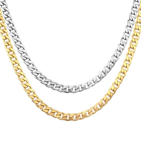 Luxukiskids, collar de cadena de acero dorado para hombres y mujeres, 5mm/7mm 316L, collares de acero inoxidable, conjunto de cadena larga para hombres, DIY, venta al por mayor ► Foto 1/6