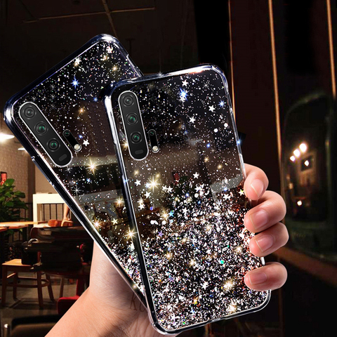 Funda de cristal suave con purpurina de lujo para móvil, cubierta completa brillante para Huawei Honor 10 Lite 10i 20 9X 8A 8X 8C 8S 7A 7C Play 9A 9 30S 30 Pro Plus ► Foto 1/6