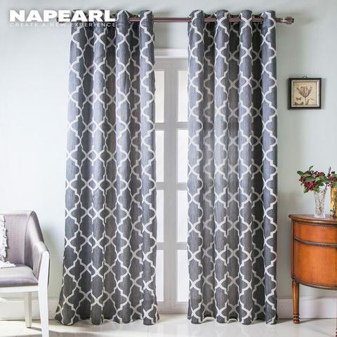 NAPEARL-cortina semiopaca moderna para sala de estar, ventana, cocina, cortas, tratamiento prefabricadas, ojal, dormitorio, 1 unidad ► Foto 1/6