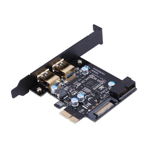 Supervelocidad PCI-E a USB 3,0 con 2 puertos USB tarjeta de expansión PCI Express conector de alimentación de 19 pines compatible con PCIE 1X 4X 8X 16X ► Foto 1/6