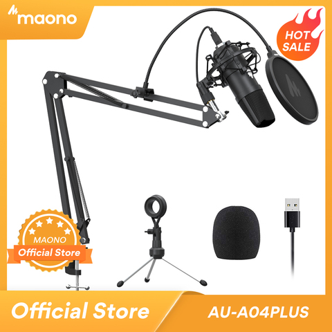 MAONO-micrófono USB A04Plus, condensador cardioide, Podcast, 192kHz/24 bits, Plug and Play, para transmisión de películas, YouTube, ASMR ► Foto 1/6