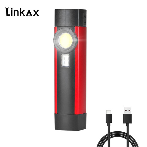 Linterna LED COB, luz de trabajo magnética portátil, linterna UV, 4 modos 18650 con batería recargable, puerto USB ► Foto 1/6