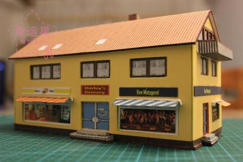 Tienda de comida alemana de arquitectura europea, Tavern, modelo de papel 3D, hecho a mano juguete, bricolaje, 1/87 ► Foto 1/6