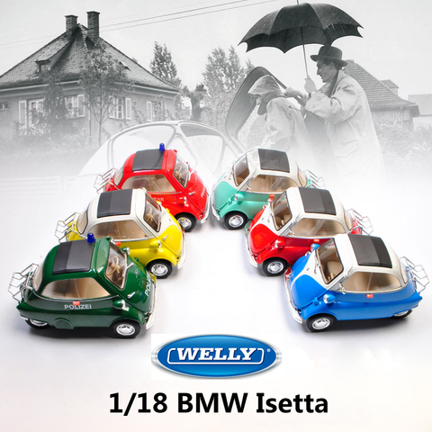 WELLY-Coche de juguete de Metal fundido a presión modelo Isetta simulador clásico, escala 1:18, regalo para chico, colección de decoración artesanal ► Foto 1/6