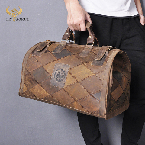 Bolso de mano de piel Original para hombre, diseño de gran capacidad, bolsa de equipaje de lona, Maleta de viaje a la moda, 8151 ► Foto 1/1