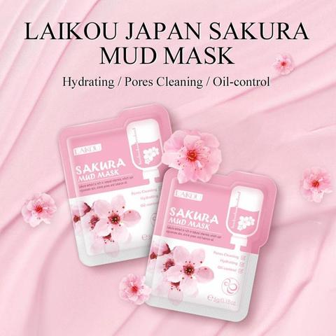 LAIKOU-mascarilla Facial japonesa Sakura, mascarilla Facial antiarrugas de noche, limpia la piel, círculo oscuro, hidratante, antienvejecimiento, cuidado de la piel, 7 Uds. ► Foto 1/6