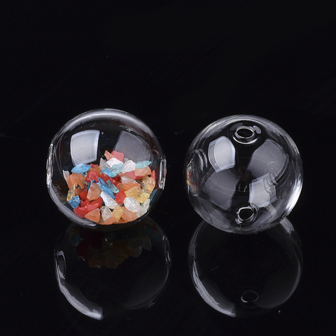 Bola de cristal hueca redonda transparente, 5 uds., 13mm, 16mm, 20mm, 30mm, con doble agujero, cuentas de globo de vidrio soplado para fabricación de pendiente de joyería ► Foto 1/5