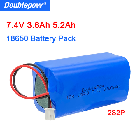 Doublepow-batería de litio Original 18650, 7,4 v, 3600/5200mAh, paquete de baterías recargables, megáfono, tablero de protección del altavoz ► Foto 1/6