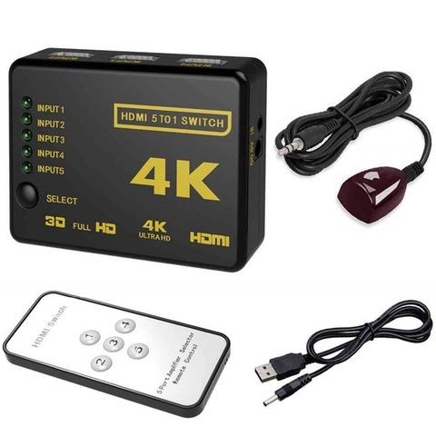 Mini interruptor HDMI 4K HD1080P 3 5 puertos HDMI Selector divisor con Hub IR mando a distancia para HDTV DVD TV BOX Z2 ► Foto 1/6