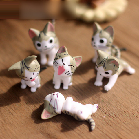 6 uds gato terrario queso figuritas de gatos miniatura figurilla de hada miniaturas de jardín decoración de jardín figuras de hadas en miniatura ► Foto 1/6