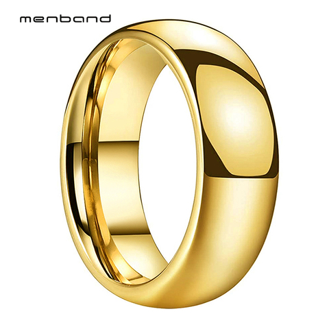 Anillos de boda dorados de tungsteno para hombre y mujer, banda para domo de esmalte alto de 6MM y 8MM, ajuste cómodo ► Foto 1/5