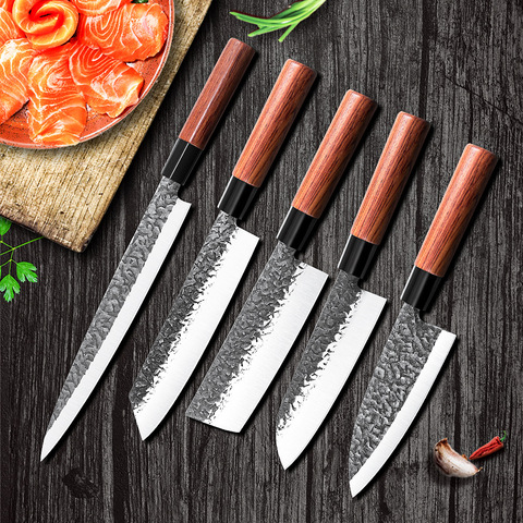 Cuchillo japonés de acero inoxidable forjado para cortar salmón, Sashimi, para Sushi y Sashimi, juego de cuchillos especiales ► Foto 1/6