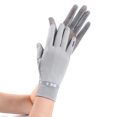 Guantes cortos de encaje de seda de hielo fina para mujer, malla de Palma con dedos descubiertos, pantalla táctil, viscosa, para conducir, protección solar UV, para verano, J92 ► Foto 1/6