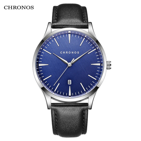 CHRONOS-reloj de cuarzo para hombre, pulsera de acero, gancho de malla, correa de hebilla, resistente al agua y a los golpes, reloj de pulsera masculino Simple CH27 ► Foto 1/6