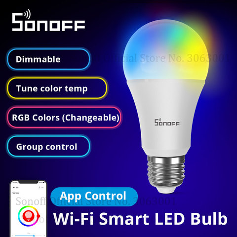 SONOFF-bombilla Led inteligente con Control remoto para el hogar, B05-B-A60 con atenuador Wifi, cambia de Color, funciona con Alexa, venta al por mayor ► Foto 1/6