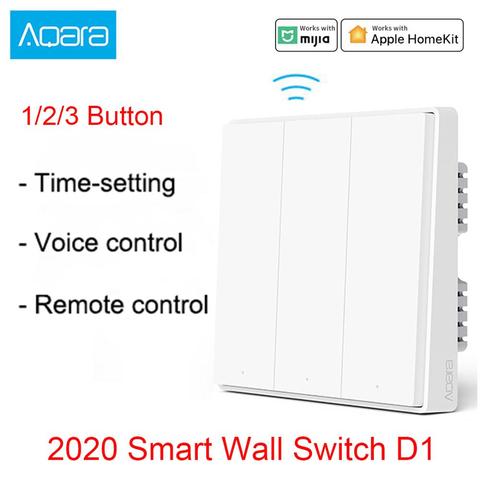 Xiaomi-interruptor inteligente Aqara D1 Zigbee, Control remoto inalámbrico, clave de luz, cable de fuego neutro, botón Triple para la aplicación Mihome ► Foto 1/6