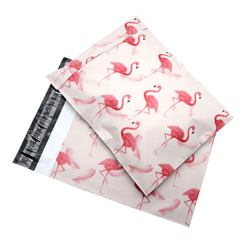 Bolsa de mensajería rosa con diseño de flamenco/copo de nieve/Coral, bolsa de sobre de plástico autosellada de dibujos animados de Anime, 10x14,5 pulgadas ► Foto 1/6