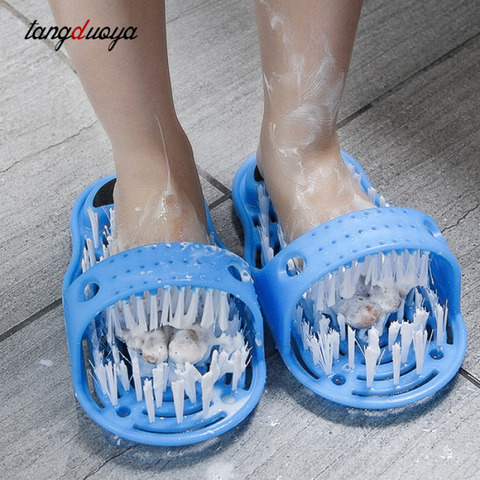 Zapato de baño de plástico piedra pómez zapatillas pie depurador ducha cepillo zapatillas de masaje para los pies Spa, productos de baño pie cuidado azul ► Foto 1/6