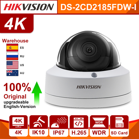 Hikvision OEM cámara IP DT185-I = DS-2CD2185FWD-I CCTV cúpula POE alarma de Audio interfaz H.265 ranura para tarjeta SD de seguridad CCTV Cámara ► Foto 1/5