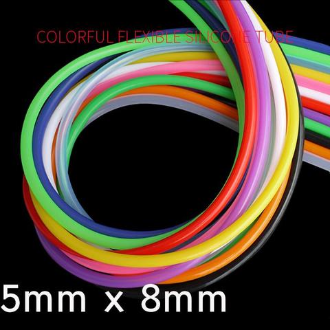 Tubo Flexible de silicona para bebidas, 5x8 colores, ID 5mm x 8mm OD, manguera de goma para agua y bebidas no tóxica de grado alimenticio, Conector de tubo suave para cerveza y leche ► Foto 1/5