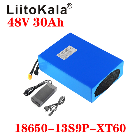 LiitoKala-batería de litio para bicicleta eléctrica, 48V, 30ah, 18650, 13S9P, 48V, 30AH, 1000W, con Motor BMS integrado de 20A, XT6 ► Foto 1/6