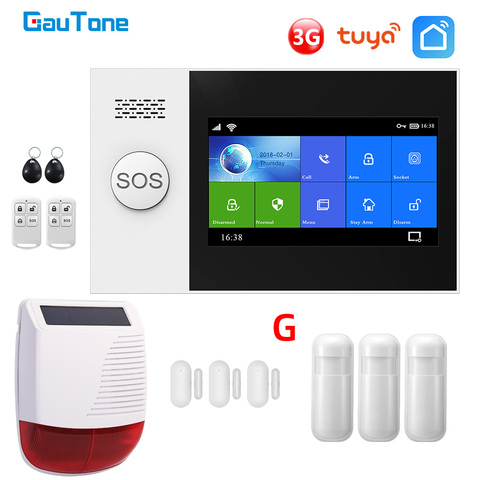 GauTone-sistema de alarma PG107, WiFi, 3G, para seguridad del hogar, con PIR, sirena Solar inalámbrica, compatible con Control remoto Tuya ► Foto 1/6