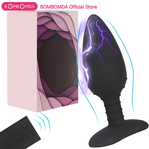 Shock eléctrico consolador Anal tapón vibrador masajeador de próstata remoto inalámbrico vibradores juguetes sexuales para los hombres adultos, Juguetes sexuales para mujeres ► Foto 1/6