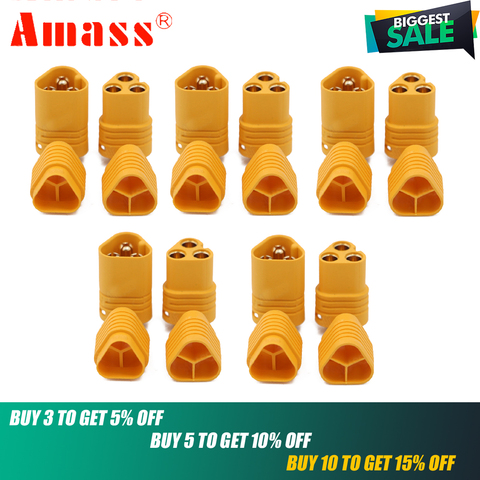 AMASS-conector bala de 3 polos para RC Lipo ESC y Motor para coche, camión, Dron, Avión de juguete, 3,5mm, 1 par ► Foto 1/4