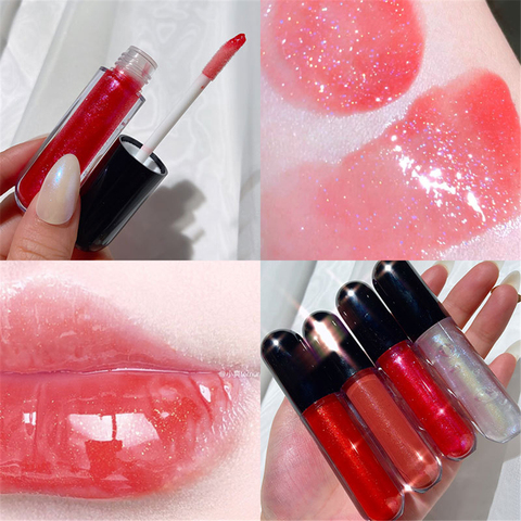 Lápiz labial con brillo líquido brillante, hidratante de labios, brillo de cristal, labio de gelatina, labios con brillo, aceite Plumper de larga duración, aceite labial ► Foto 1/6