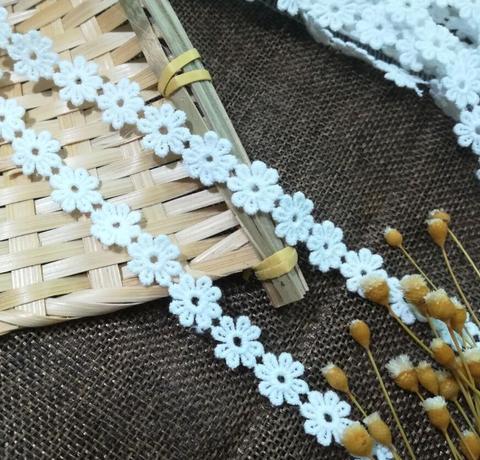 Tela de encaje de algodón guipur de alta calidad, tul de 1cm, aplique de encaje bordado, encajes de flores, costura de boda QZ41 ► Foto 1/3