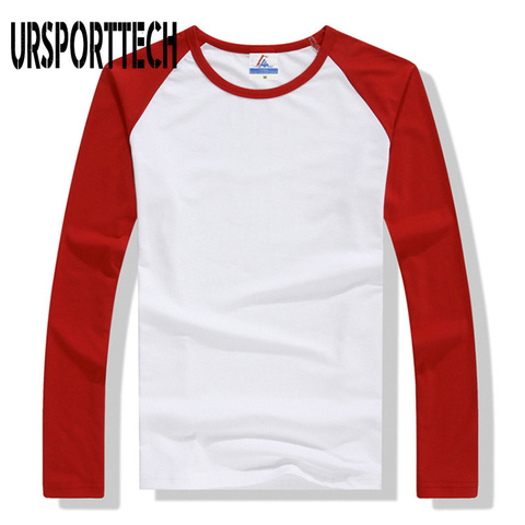 2022 nueva primavera otoño camisetas de hombre de manga larga de Color de contraste algodón cuello redondo para hombre Casual Slim Fit Raglan camisetas Tops camisetas ► Foto 1/6