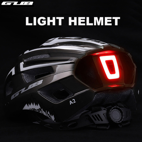 GUB-casco con luz trasera para bicicleta, casco con luz recargable y transpirable, para ciclismo de montaña o de carretera ► Foto 1/6