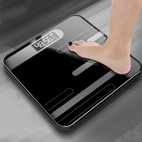 Báscula electrónica inteligente de vidrio, báscula de grasa corporal para baño, pantalla LCD, peso Digital ► Foto 1/6