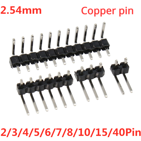 Placa PCB de ángulo recto de una sola fila, conector macho de Pin de cobre, 1x3/4/10/12/15/40 pines para Arduino, 2,54mm, 10 Uds. ► Foto 1/4