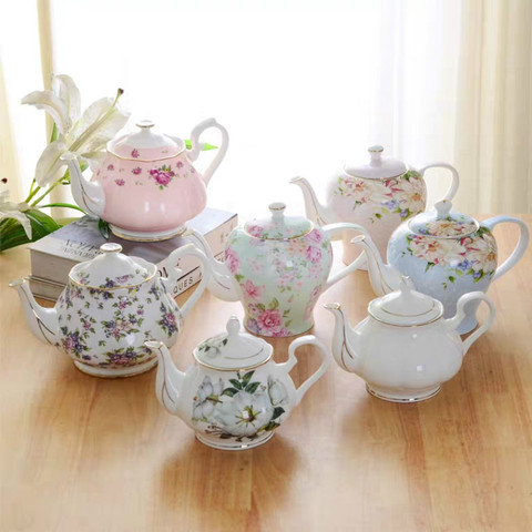 Conjunto de Tetera de cerámica de porcelana bonita, tetera de gran capacidad de hueso de China para regalo de boda ► Foto 1/6