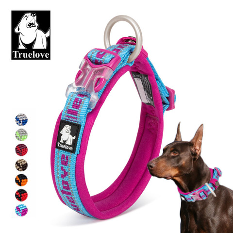 Truelove-Collar de neopreno bordado para mascotas, Collar de nailon para perro para mascota ajustable para perros grandes y pequeños, reflectante para correr, Chihuahua ► Foto 1/6