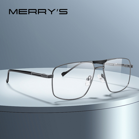 MERRYS-gafas cuadradas clásicas para hombre, montura óptica de lujo con doble puente, Marcos para gafas con receta, S2012 ► Foto 1/6