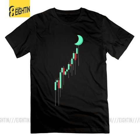 Camiseta de Crypto Candle to the MOON para hombre, ropa gráfica de algodón de 100%, camisetas de manga corta con cuello redondo, divertida ► Foto 1/6