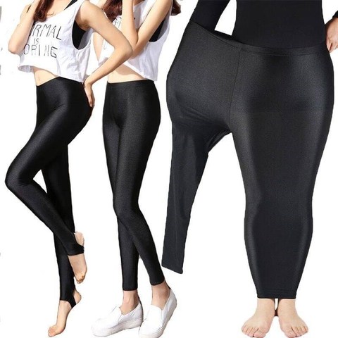 Las mujeres primavera otoño mallas de gran tamaño dama verano rodilla longitud corta pantalones casuales estirada flaco brillo neón cortos capris ► Foto 1/6