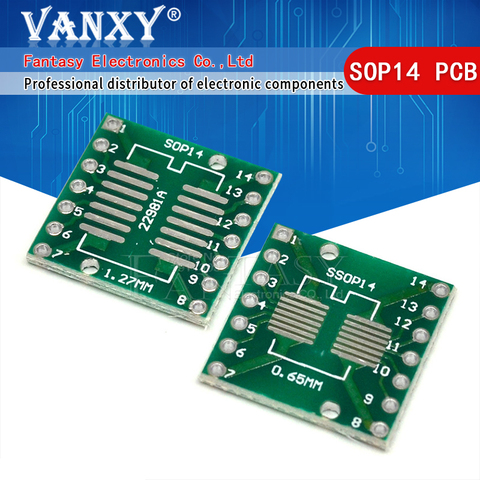 Adaptador de paso de placa de transferencia, 10 uds., TSSOP14 SSOP14 SOP-14 SOP14 a DIP14 PCB ► Foto 1/4