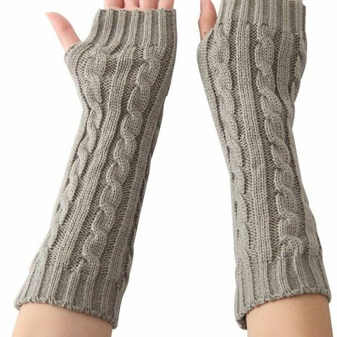 Nueva moda de las señoras de las mujeres casuales de invierno de punto muñeca brazo mano larga guantes sin dedos de tipo mitones negro blanco gris ► Foto 1/5