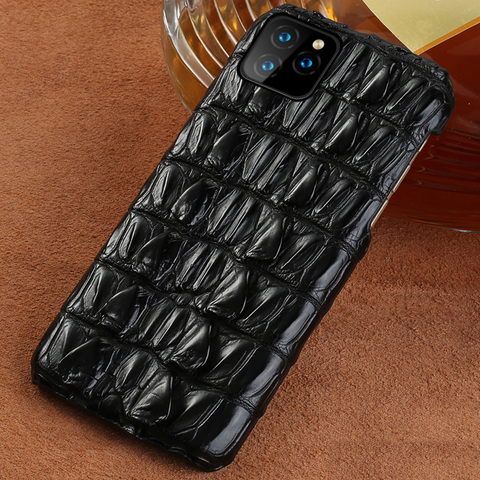 Funda de piel de cocodrilo 100% auténtica para móvil, carcasa de lujo para iphone 12 Pro Max 11 Pro Max XR X XS Max 6 6S 7 8 Plus 5 5s SE 2022 ► Foto 1/6