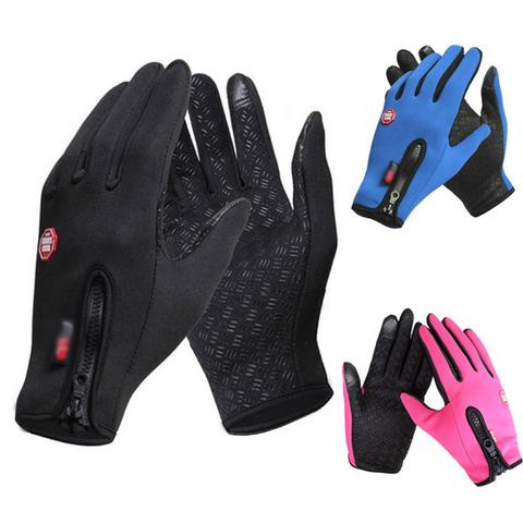 Guantes impermeables con pantalla táctil para hombre y mujer, resistentes al viento, con cremallera, para deportes al aire libre, senderismo, escalada, conducción, clima frío ► Foto 1/1