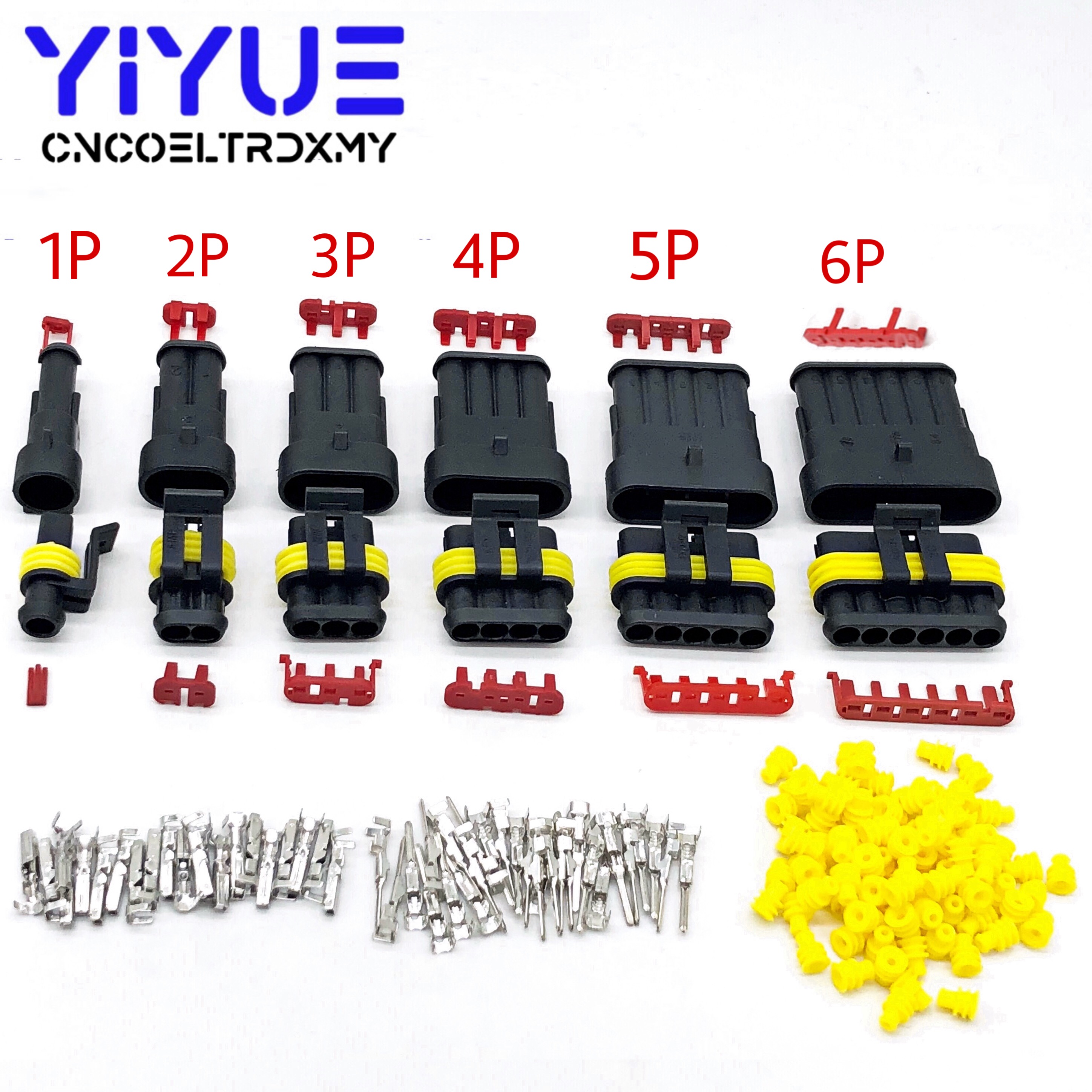 Conector de cable automotriz supersellado AMP Tyco, 1 Juego, 1/2/3/4/5/6 Pines, terminales de enchufe eléctrico para automóviles ► Foto 1/6