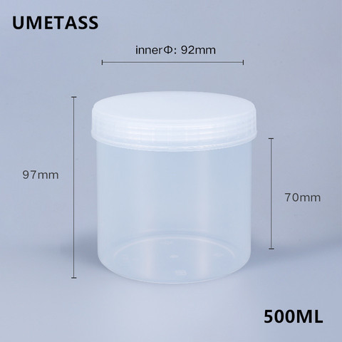 UMETASS-frascos de plástico vacíos con tapas y revestimientos interiores, contenedores redondos rellenables para dulces, cereales y azúcar, 500ML, 10 Uds. ► Foto 1/1